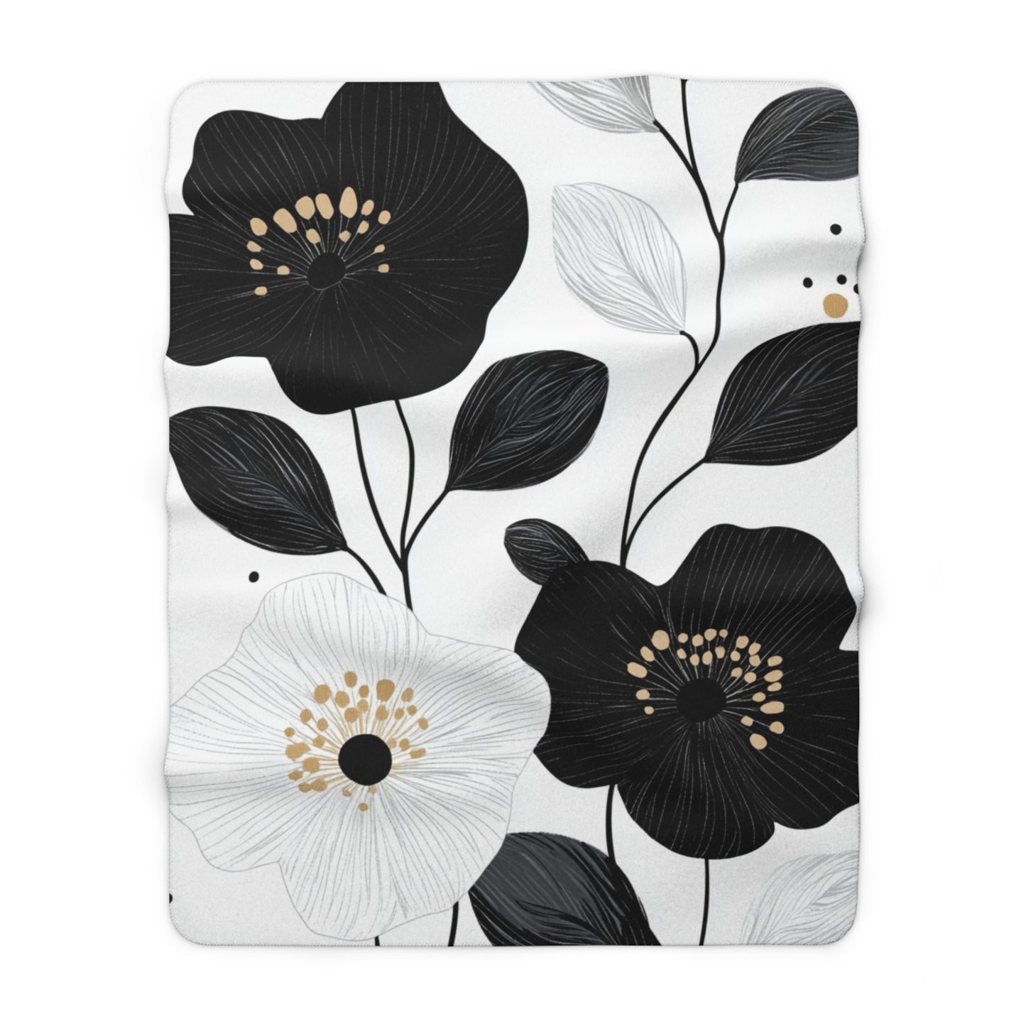 Sherpa Fleece Blanket -Floral Minimalist Drama