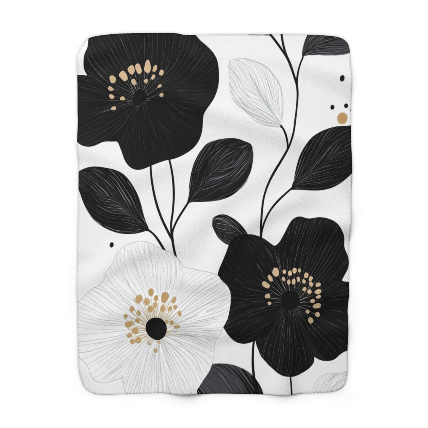 Sherpa Fleece Blanket -Floral Minimalist Drama