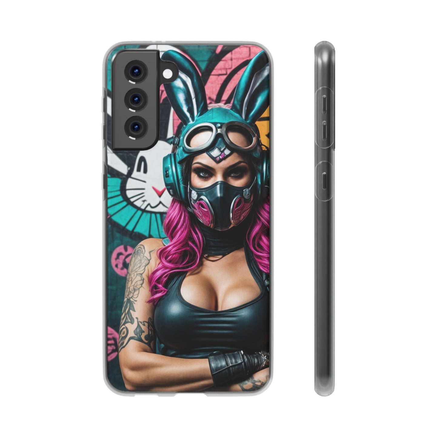 Mobile phone protective case, gamer bunny